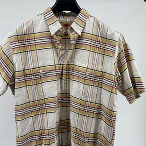 Larry Mahan Shirt Mens Large Brown Plaid Western Cowboy
